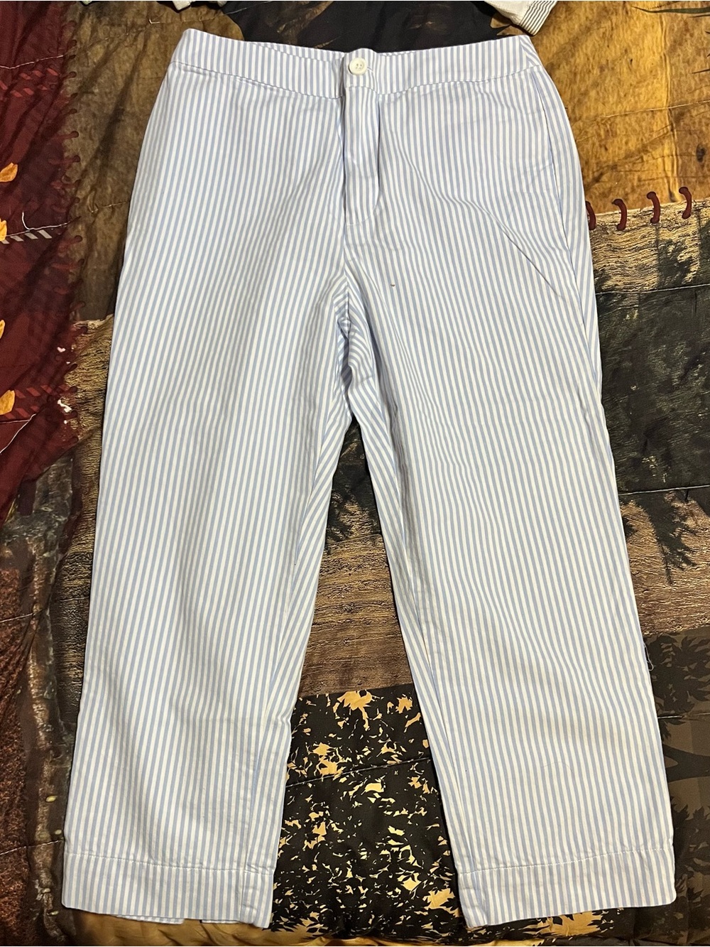 Classic Light Blue Striped Girls Casual Bottoms